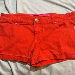 Tinseltown Bright Red Denim Shorts